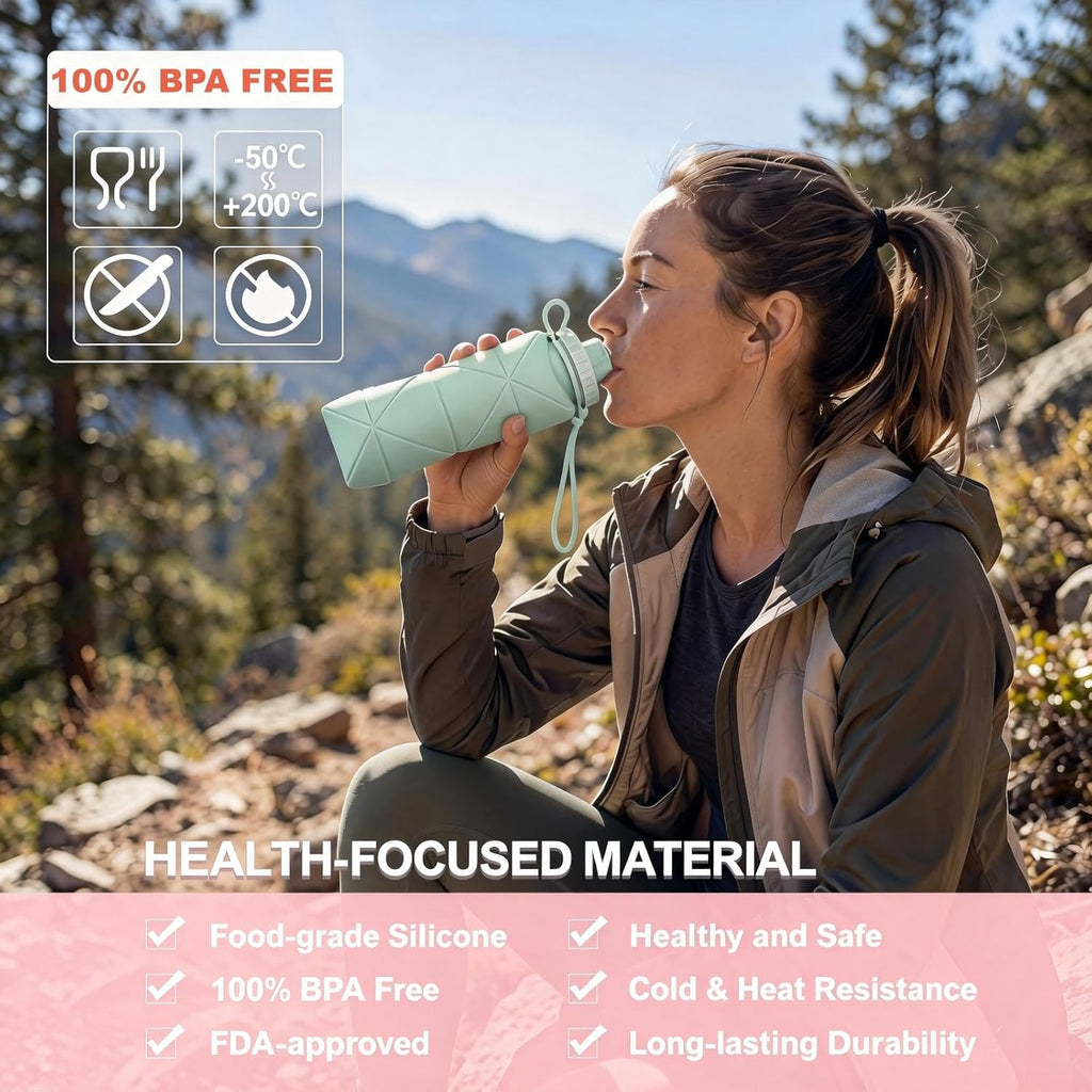 Reusable silicone bottle for outdoor activities