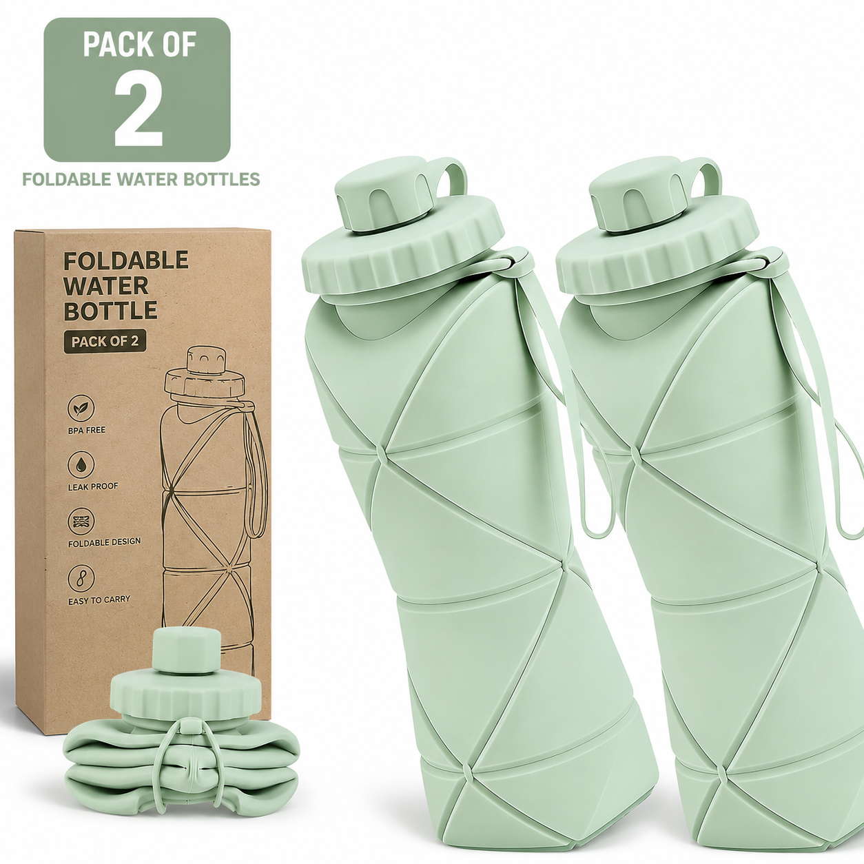 Foldable gym water bottle for men and women