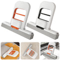 Dual-color handheld cleaning squeegees with sponge bottom shown for kitchen and tile surfaces