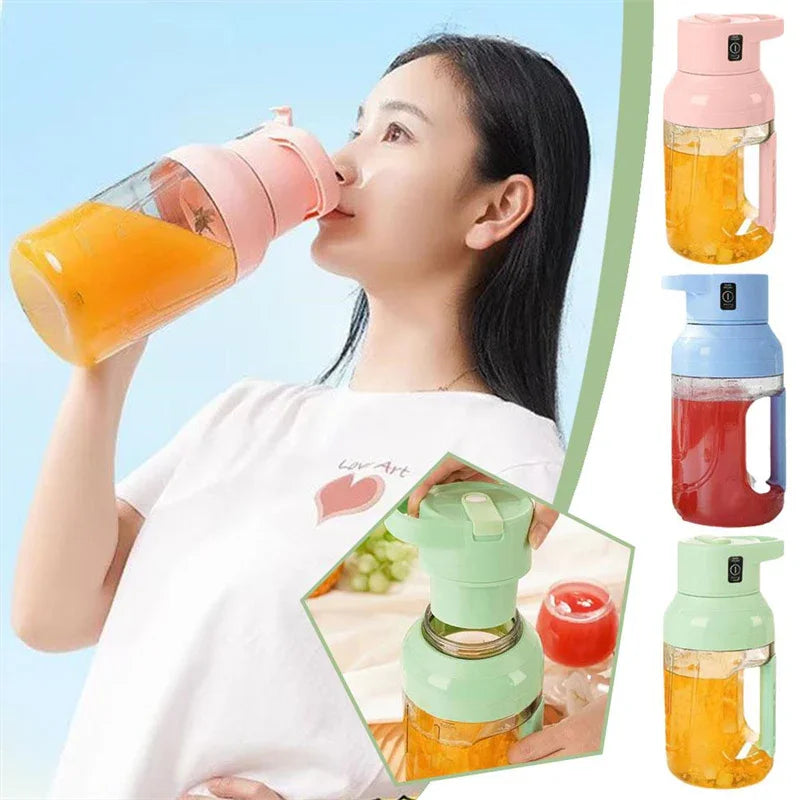 Portable Electric Juicer 1600ml USB Rechargeable Blender Pink Color